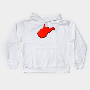 Bright Red West Virginia Outline Kids Hoodie